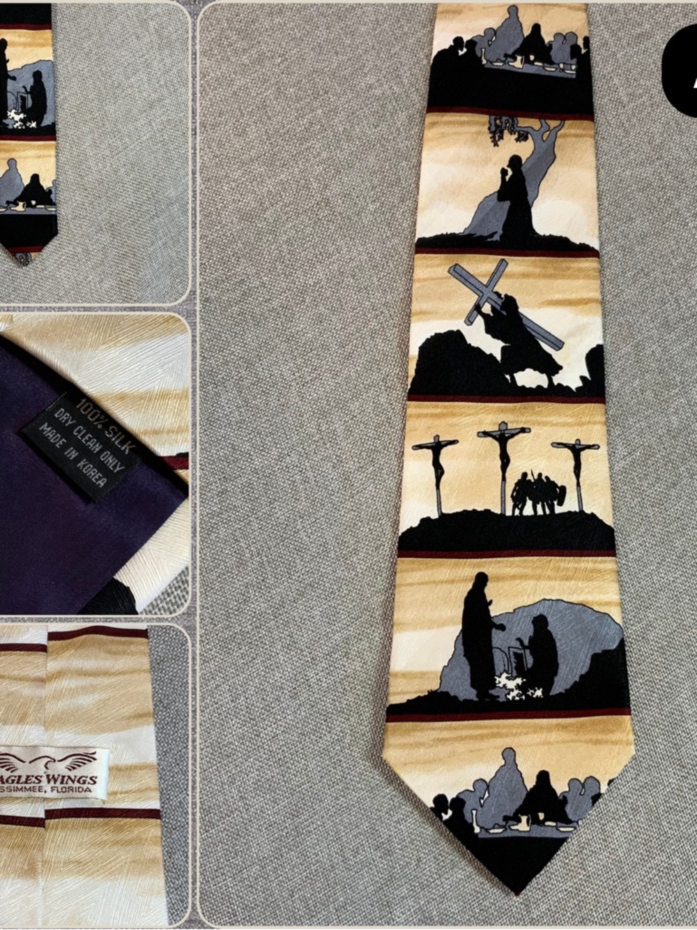 Christian Biblical Scenes Silk Tie Eagles Wings Church Necktie